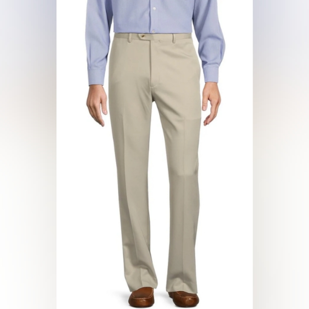 Round-tree York Travel Smart Tan Beige Core Comfort Flat Front Pants Men 38 NWT